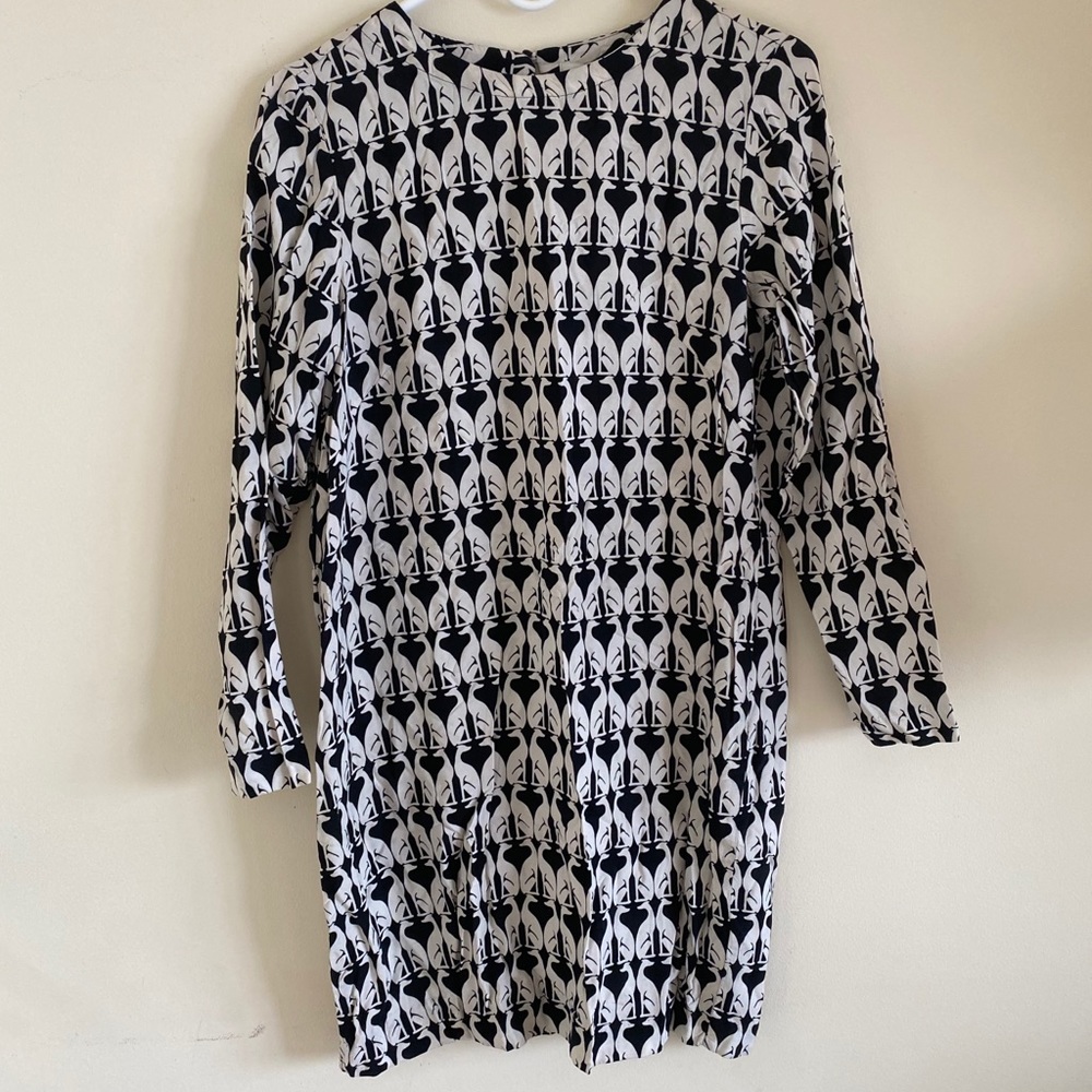 Beige and black dress with dog print